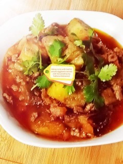 Mince Curry With Melt In Mouth Eggplants Served With Hot Parathas