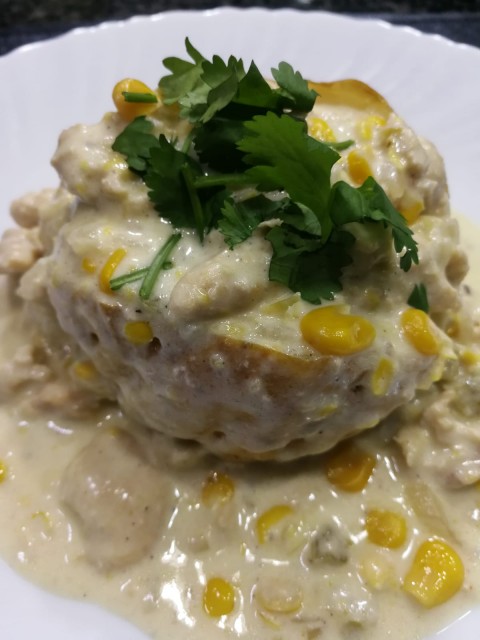Jacket Potatoes With Creamy Chicken Sauce