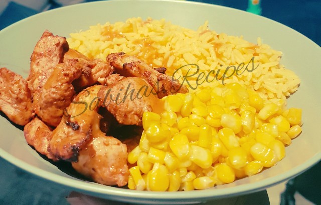 Grilled Chicken With Spicy Rice And Corn