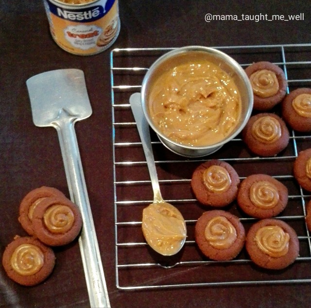 Chocolate Caramel Thumbprint Cookies