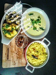 Creamy Khuri, Braised Soft Kitchree, Buttery Aloo Fry Baby Spinache