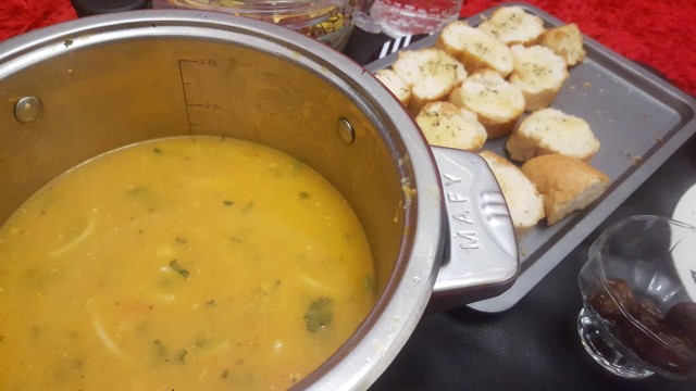 Chicken And Vegetable Soup With Croutons