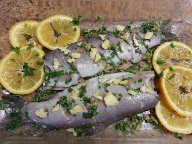 Crispy Roasted Trout With Garlic, Lemon And Fresh Herbs
