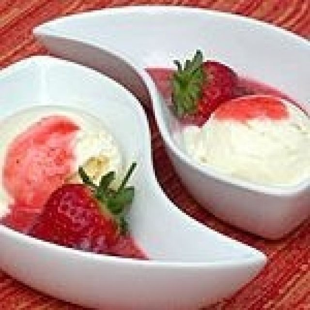 Strawberry Melba With Yoghurt Ice Cream