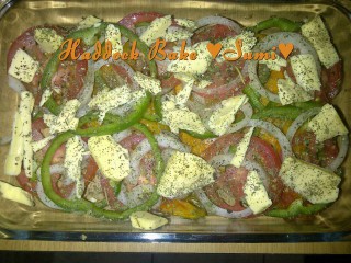 Baked Haddock With Onion And Pepper Rings