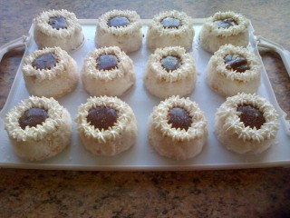 Snow Cakes With Choc Sauce