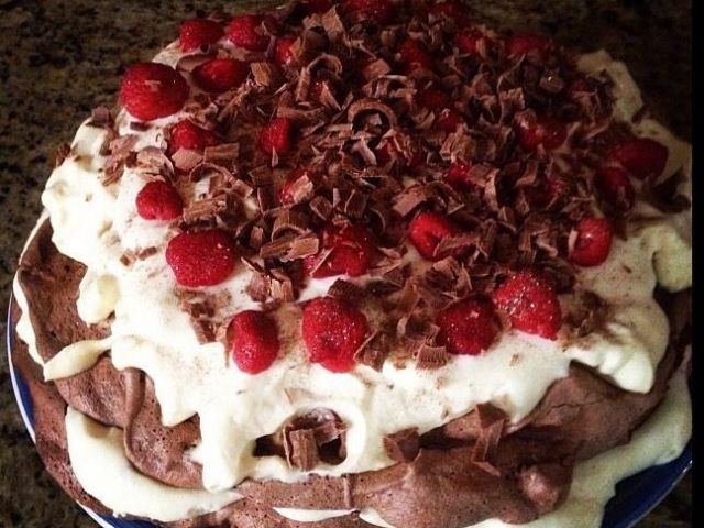 Chocolate & Raspberry Pavlova Cake