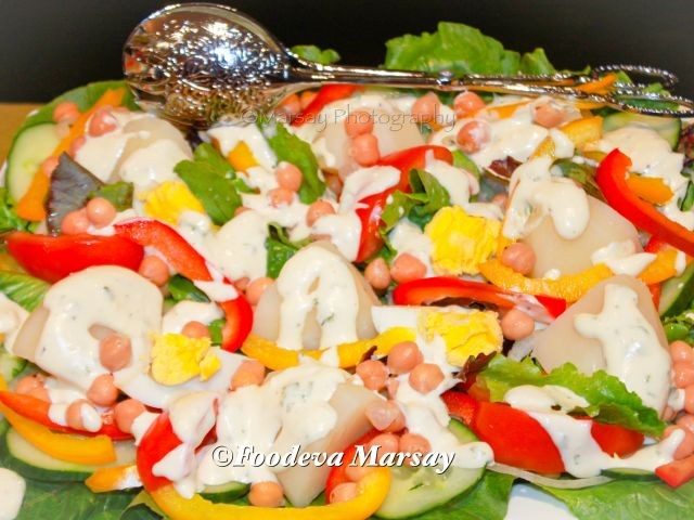 All In One Salad With A Tangy Cream Cheese Salad Dressing