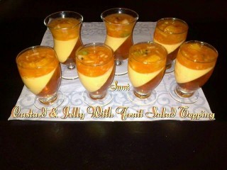 Custard & Jelly With Fruit Salad Topping