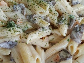 Penne Pasta In Alfredo Mushroom Sauce