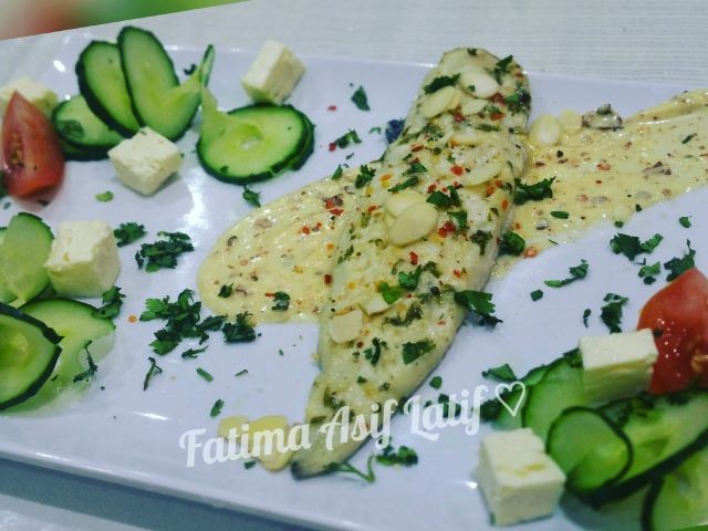 Lite Fish With Mayonnaise And Almonds