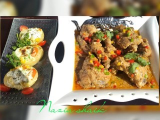 Pepper Chicken Served With Baked Patatoes