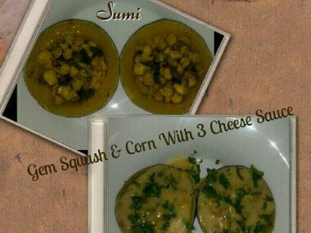 Gem Squash & Corn  With 3 Cheese Sauce