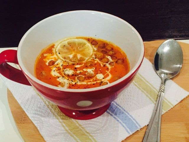 Cream Of Tomato Soup With Crunchy Lemon Chick Peas-rachel Khoo