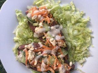 Baked Salad Stuffed Sweet Potato
