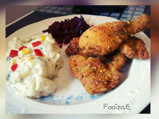 Simple Crumbed Chicken With Potato Salad