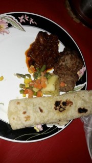 Fish Frikkadel Tomatoe Gravy  Steamed Vegetables