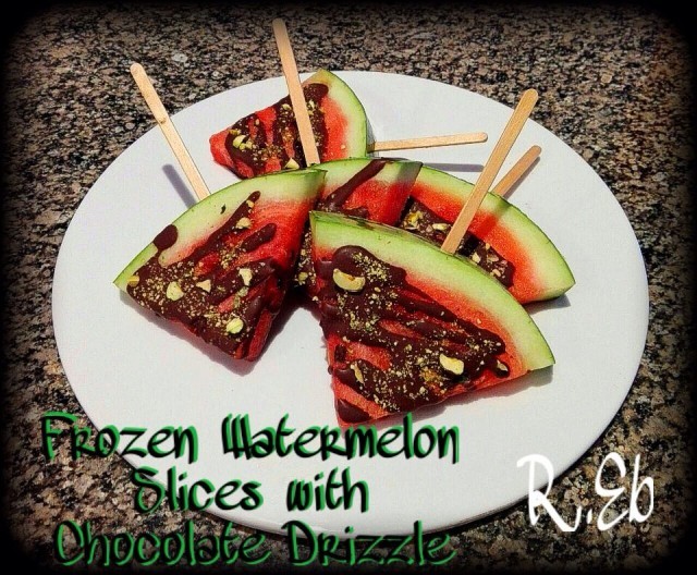 Frozen Watermelon Slices With Choc Drizzle