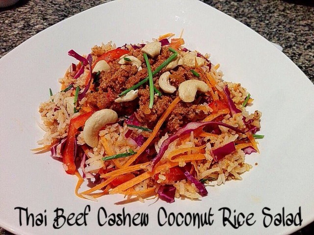 Thai Beef Cashew Coconut Rice Salad