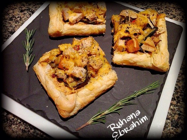 Lemon & Herb Chicken Roasted Veg Tart