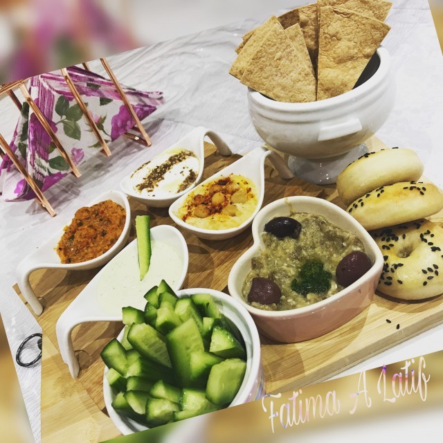 Mezze Board With Tortilla Chips And Dips