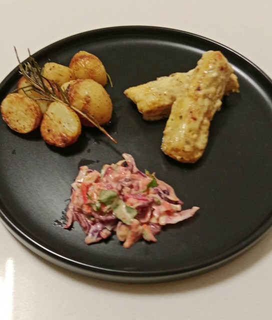 Creamy Cajun Fish Wit Roasted Baby Potatoes