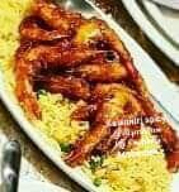 Spicy Kashmiri Grill Prawns On A Bed Of Cumin Savoury Rice