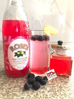 Watermelon With Boba Balls And Blueberries