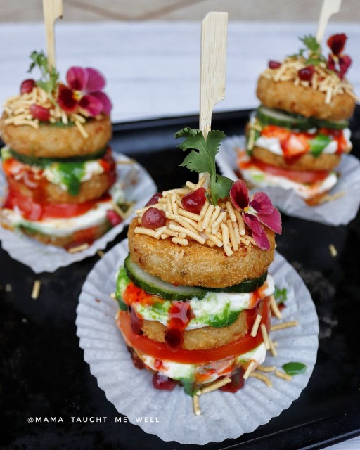 Aloo Tikki Chaat Stacks