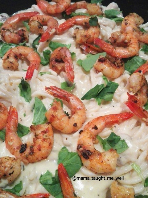 Grilled Prawn Creamy Linguine