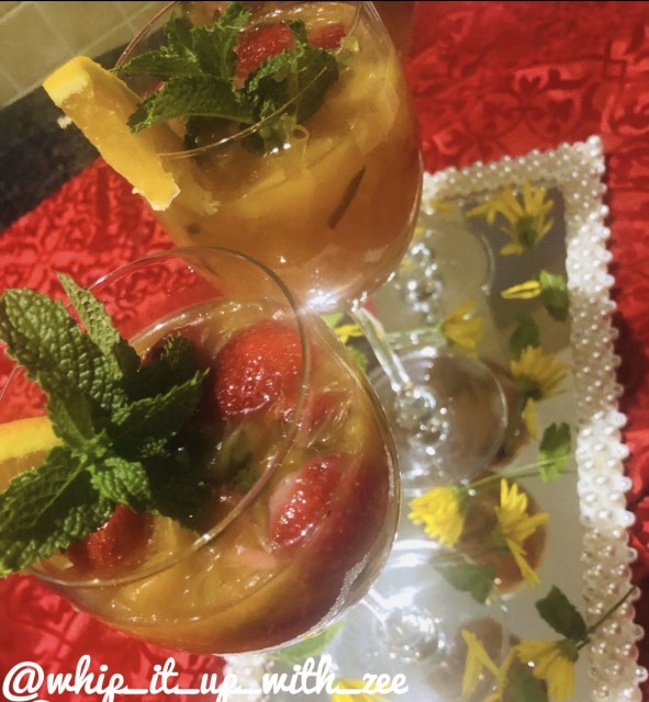 Strawberry And Orange Fruit Salad With Basil Infused Syrup