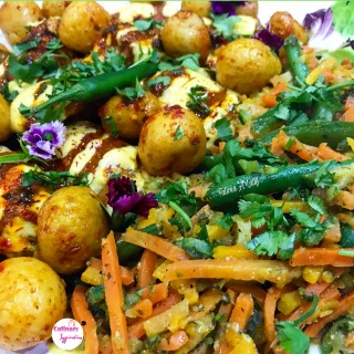 Red  Masala Chicken With Saffron Cream And Baby Potatoes