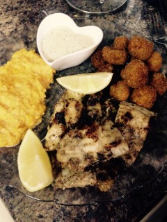 Pan Fried Hake, Crumbed Mushrooms And Creamy Butternut