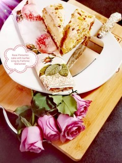 Rose Pistachio Cake With Burfee Icing