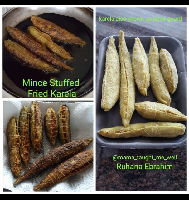 Mince Stuffed Fried Karela