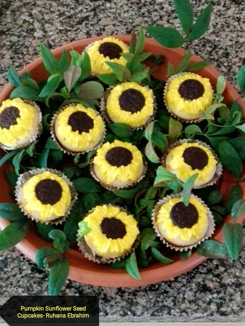 Pumpkin Sunflower Seed Cupcakes