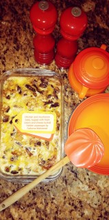 Chicken And Mushroom Bake In Cheese Sauce, Fresh Cream, Tucked In Asperages
