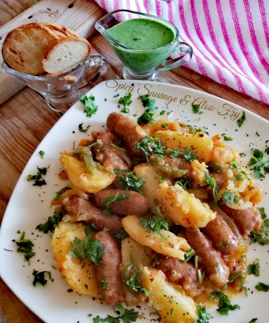 Spicy Sausages And Aloo Fry.