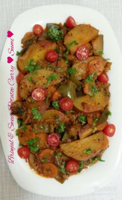 Sweet Potatoe And Brinjal Curry