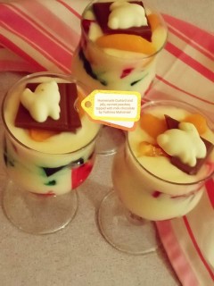 Custard N Jelly Topped With Canned Peaches... Milk Chocchi