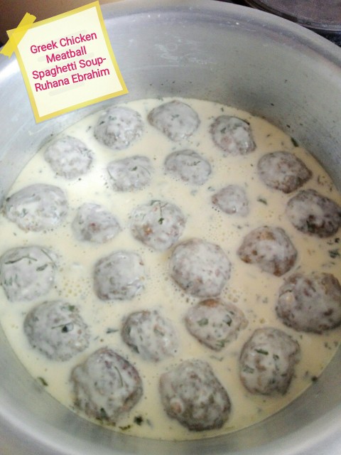 Greek Chicken Meatball Lemon Soup