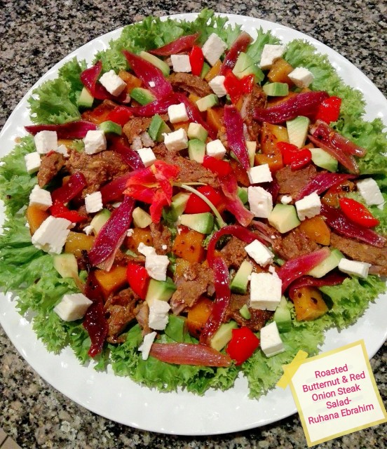 Roasted Butternut Red Onion Steak Salad