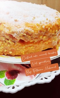 Custard Cake, Drizzled Coconut And Nut Sprinklers