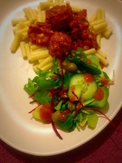 Garlic Butter Chicken Meatballs And Macaroni