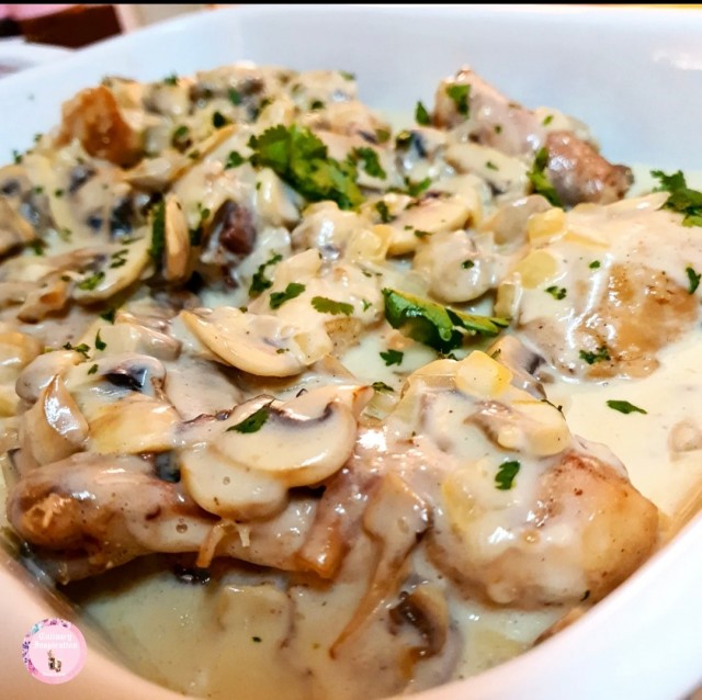 Creamy Mushroom Chicken Served With Buttery Mashed Potato