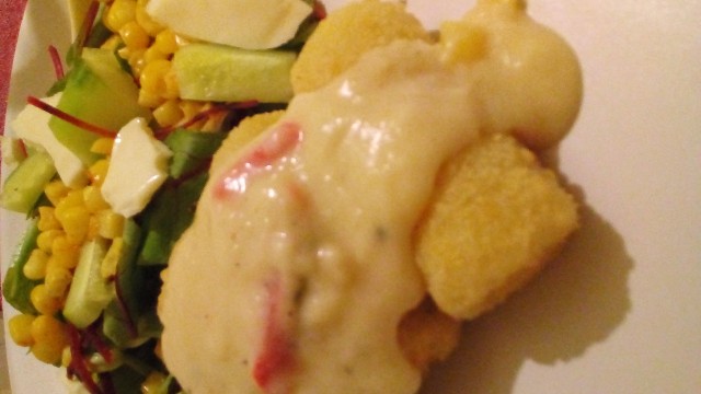 Potato Croquettes And Spicy Sweetcorn Salad