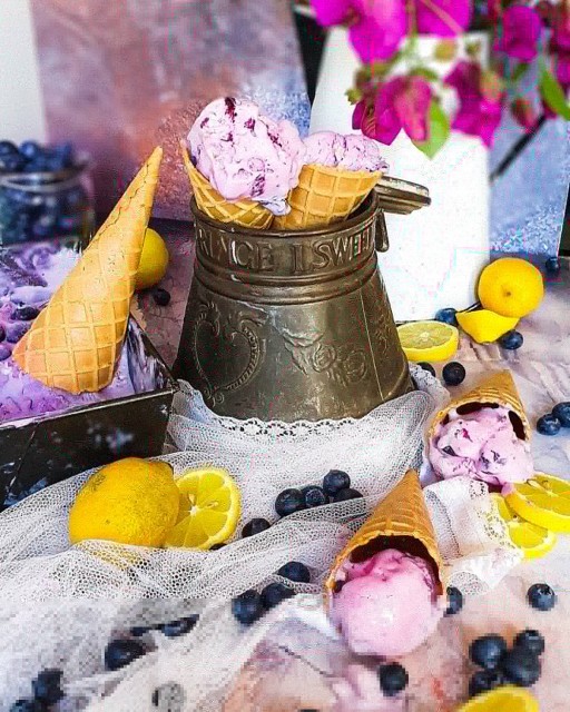 Lemon Bluberry  Churn Or No Churn Ice Cream