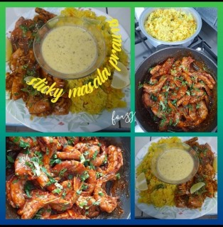 Sticky Masala Prawns