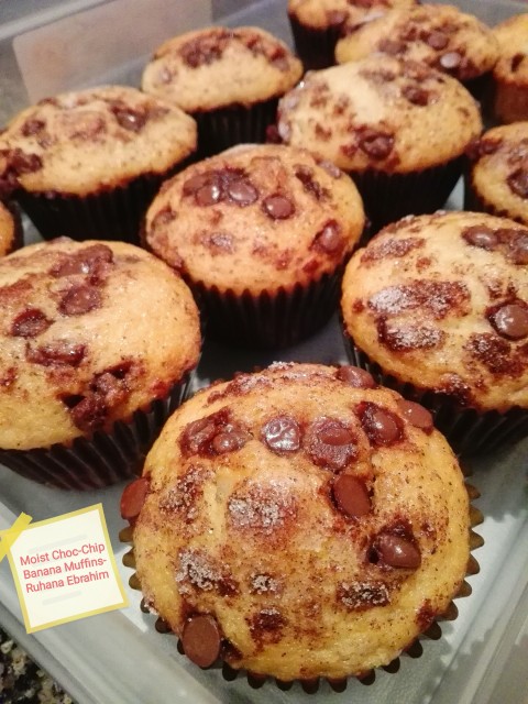 Moist Choc-chip Banana Muffins