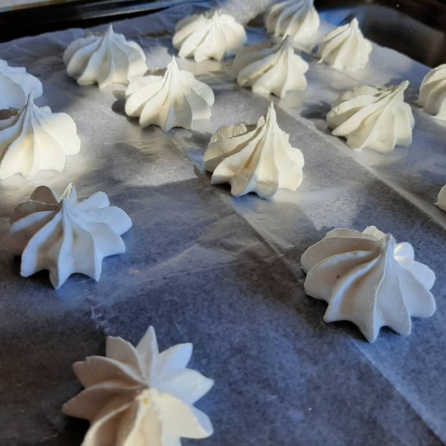 Small Batch Of Meringues Made From Left Over Egg White From Chocolate Chip Cookie Recipe